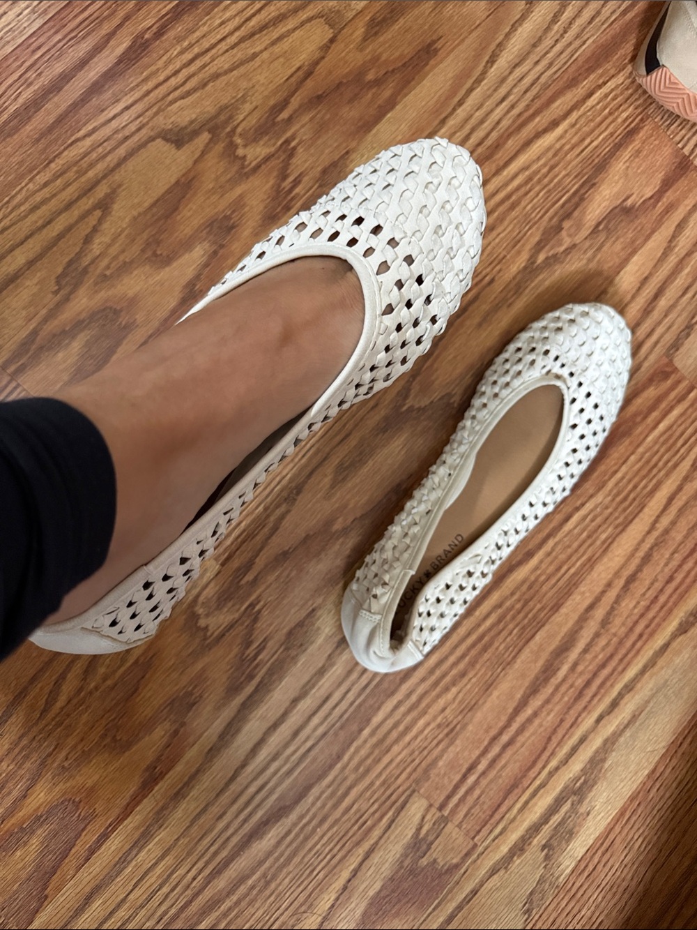 Lucky Brand Size 9 "Eisadora" Ballet Flats Cream White Leather Woven Slip On